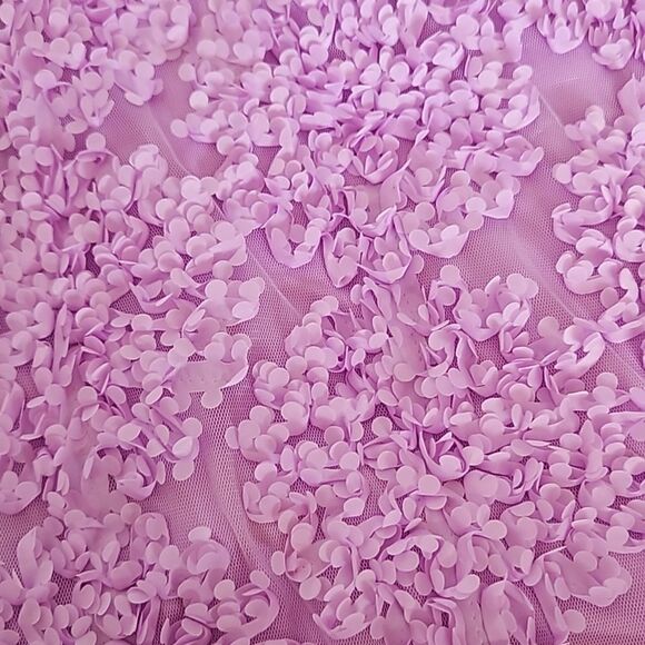 Pieces Premium 3D Rose Petal Long Sleeve Midi Fit & Flare Dress Lavender Medium - Picture 14 of 16